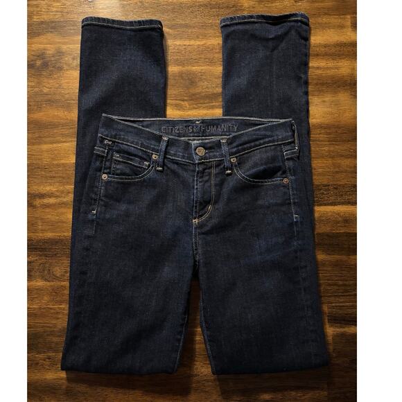 Citizens Of Humanity Womens 25 x 32 Jeans Elson Mid Rise Straight Leg Dark Denim - Picture 1 of 14